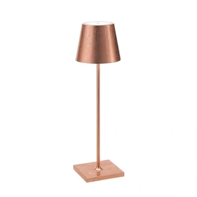 Abbildung von Zafferano, Poldina Pro Lampe mit Kupferfarbenes Blatt, Kabellose, Wiederaufladbare Tischlampe Touch Control, Für den Innenbereich Geeignet, Dimmer, 2200 3000 K, Höhe 38 cm