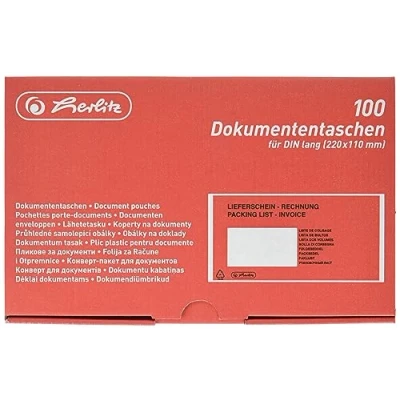 Abbildung von Herlitz 792705 Dokumententasche DL 100er Packung selbstklebend, rot/schwarz