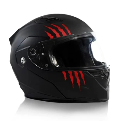 Abbildung von Finest Folia Kratzer Helm Aufkleber 2er Set 7,5x7,5cm Monster Sticker Kralle Deko für Motorrad Auto Motorradhelm Kratzspuren selbstklebend wasserfest K173 (Karminrot)