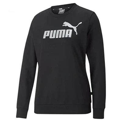 Abbildung von PUMA Damen ESS Logo Crew FL T Shirt, Black Silver metallic, M