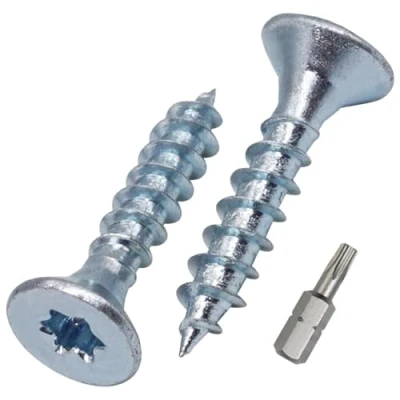Abbildung von SKIR&#039;CO (50 Stück) Holzschrauben aus verzinktem Stahl, 5,0 x 25 mm, Torx Kopf, Senkkopf, Spanplattenschrauben, Vollgewinde