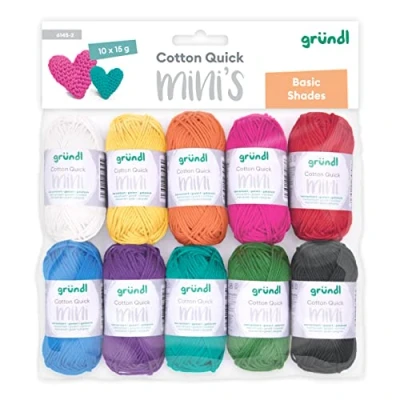Abbildung von Gründl Wolle Cotton Quick Mini Basic Shades Set zum Stricken und Häkeln 10 x 15 g, 100% Baumwolle, g / 37 m, Bunt