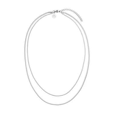 Abbildung von Purelei® Two Layers Halskette, Wasserfestes Kette für Damen, Elegantes Zweilagige in schlichtem Design aus Edelstahl, Geschenke Damen,40 45 cm Länge verstellbar (Silber)