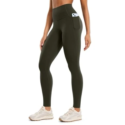Abbildung von CRZ Yoga Butterluxe Damen High Waist Sport Leggings Blickdicht Soft Hosen Gym Workout Leggins mit Taschen 71cm Olivgrün 40