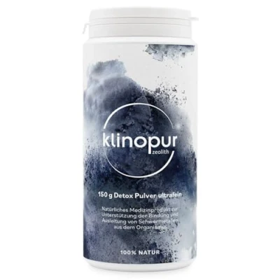 Abbildung von KLINOPUR Zeolith 150g Premium Medizinprodukt zur Entgiftung, 100% natürliche Darmreinigungskur &amp; Detox [4 µm ultrafein], Klinoptilolith, Pulver zum Einnehmen alternativ zu Heilerde