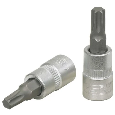 Abbildung von KS TOOLS 911.1445 E Steckschlüsseleinsatz DIN 3120, ISO 1174 T25 Chrom Vanadium Stahl Torx gerändelt