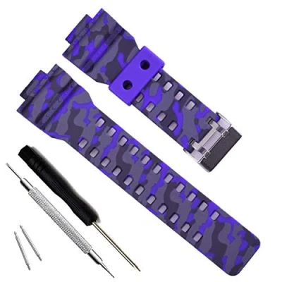 Abbildung von Ersatzarmband aus Naturharz für Casio G Shock Herren Armbanduhr GD120/GA 100/GA 110/GA 100C (Camouflage Blue)