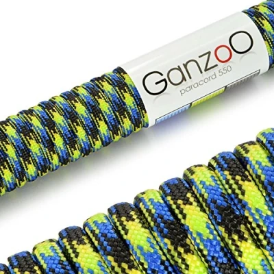 Abbildung von Ganzoo Paracord 550 Seil 4mm Outdoor Schnur / 30 Meter/Typ 3 Nylon &amp; Polyester/ 7 Innenstränge/Allzweckseil für Hundehalsband/Hundeleine Knüpfen/Camping Survival/Blau Schwarz