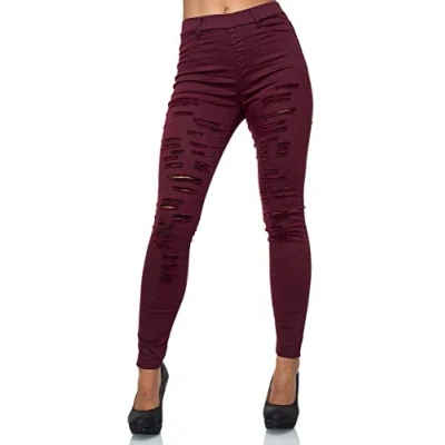 Abbildung von Elara Damen Hose Zerrissen Destroyed Elements Chunkyrayan A89 Black 50 (5XL)