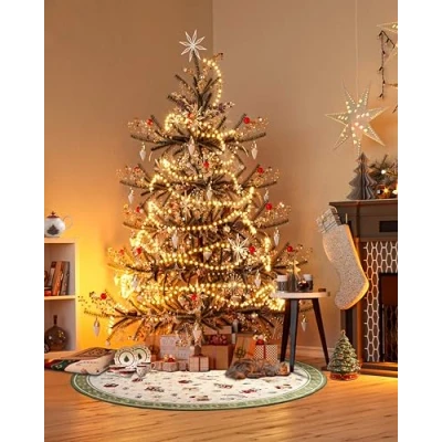 Abbildung von Villeroy &amp; Boch Design Teppich Nostalgic Shine Rund Toy&#039;s Delight Christbaum Decke, Weihnachten Tannenbaum Weihnachtsbaum für Wohnzimmer, Schlafzimmer, Esszimmer, Flur Grün Multifarben, 200 cm