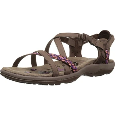 Abbildung von Skechers Damen Reggae Slim Vacay Slingback Sandalen, Chocolate Duraleather/Webbing, 36 EU