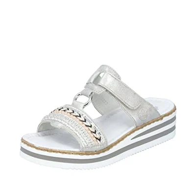 Abbildung von Rieker Damen Klassische Sandalen V02M6, Frauen Sandalen,Sommerschuhe,Freizeitschuhe,offene Schuhe,Strandschuhe,grau (40),42 EU / 8 UK