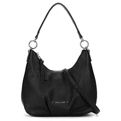 Abbildung von David Jones Damen Hobo Schultertasche Frau Handtasche PU Leder Umhängetasche Mittelgroße Lange Henkel Tasche Beuteltasche Schultergurt Designer Retro Einfache Klassische Elegante Schwarz