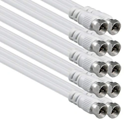 Abbildung von 1aTTack SAT Anschluss Kabel SET (5 Stück) Antennenkabel F Stecker auf doppelt geschirmt (Al Folienschirmung + Geflecht) 75db 1,5m 1,5 Meter weiss