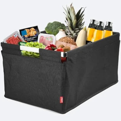 Abbildung von achilles Transportkiste, Big Box Alu, Einkaufskorb, Klappbox mit Alurahmen, Transportbox, Kofferraumbox, Faltbox, 61,5x42x29cm (Schwarz)