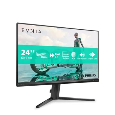 Abbildung von Philips Evnia 24M2N3200S 24 Zoll Full HD Gaming Monitor, 180 Hz, 1 ms, FreeSync Prem., G Sync comp., HDR10 (1920x1080, 1x DisplayPort 1.4, 2X HDMI 2.0) schwarz grau