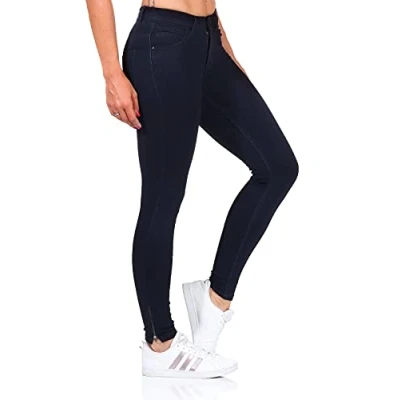Abbildung von Damen ONLY Skinny Fit Ankle Jeans Stretch Black Denim Hose ONLKENDELL Röhrenjeans Reißverschluss Saum, Farben:Blau, Größe:S / 34L