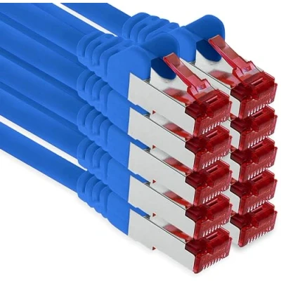 Abbildung von 1aTTack.de 10x 2m CAT6 Patchkabel S/FTP PIMF Schirmung CAT.6 RJ45 Netzwerkkabel Ethernetkabel DSL LAN Router Switch Modem Patchfeld blau 10 Stück