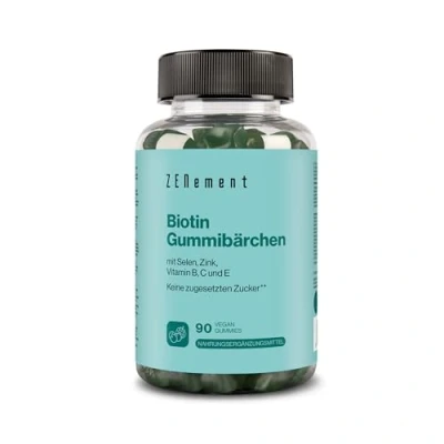 Abbildung von Biotin Hochdosiert Gummibärchen Zuckerfrei Haarvitamine für normales Haarwachstum mit 6000 μg Haut Haar Nägel Komplex 90 Vegan Gummis Zenement
