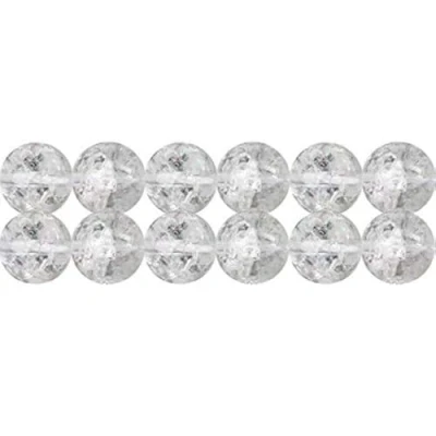 Abbildung von SKYBEADS Natürliche Crackled Klar Kristall Quarz Perlen Runde 6mm zum Auffädeln 38cm Strang Approx 60 Stück
