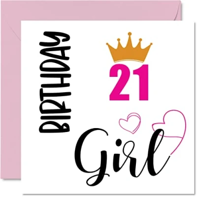 Abbildung von Geburtstagskarte zum 21. Geburtstag für Frauen 21 Jahre alte Frau Tochter Schwester Enkelin Cousin Nichte, 145 mm x Twenty One First Birthday Grußkarten Geschenk