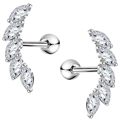 Abbildung von OUFER 16G Knorpel Ohrring Helix Piercings Silber Studs CZ glänzend Edelstahl Tragus Conch Oberohrläppchen Schmuck Damen