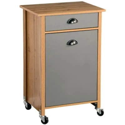 Abbildung von Kesper Küchenwagen mit Mülltrennsystem, Material: Faserplatte, Maße: B 50 x H 79 T 37 cm, Farbe: Braun, Grau 25528 13