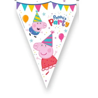 Abbildung von BeenSmile, Banner Peppa Wutz, Wimpelkette für Kinder, Dekoration Kindergeburtstag, Partyartikel, Feier und Jubiläum, 1 Stück, 3 m