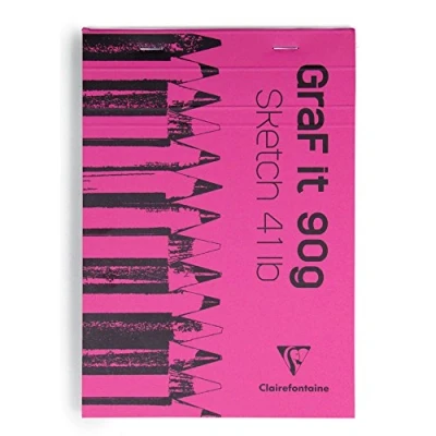 Abbildung von Clairefontaine 96621C Skizzenblock Graf it, DIN A5, 14,8x21 cm, 80 Blatt, 90g, blanko, geheftet, ideal für Trockentechniken, 1 Stück, farbig sortiert