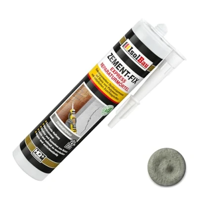 Abbildung von Isolbau Zement Fix 1 x 300 ml Zementgrau Express Reperaturmörtel Dichtungsmasse für Fugen &amp; Risse im Innen Außenbereich, Kartusche