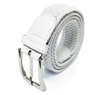 Abbildung von Glamexx24 Unisex Elastischer Stoffgürtel Geflochtener Stretchgürtel Dehnbarer Gürtel für Damen und Herren, Weiß, 115cm