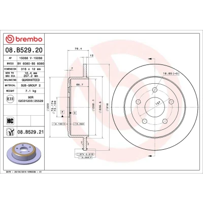 Abbildung von BREMBO COATED DISC LINE 08.8727.11 Bremsscheibe 276 14 4 voll beschichtet CITROËN: C5 II Hatchback, III Estate, 3