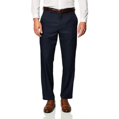 Abbildung von Amazon Essentials Herren Flatfront Anzughose mit Erweiterbarem Bund, Klassisch Geschnitten, Marineblau, 38W / 28L