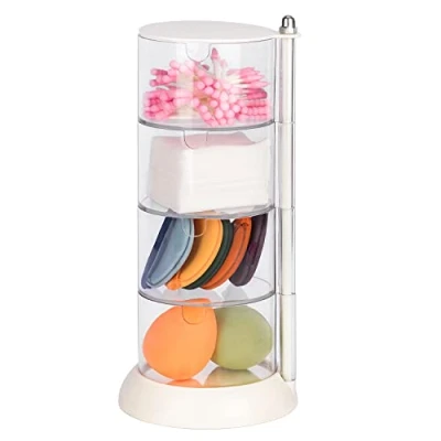 Abbildung von JessLab Stapelbare Lagerung, 4 Schichten Acryl Haar Accessoire Organizer Behälter Schmuck Tabletts Make up Lagerung für Badezimmer Waschtisch Arbeitsplatte