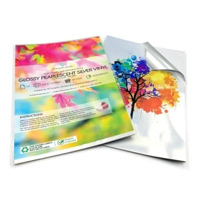 Abbildung von Evergreen Goods 20 Blatt A4 Wasserdichtes Glänzendes Silber Vinyl Fotopapier Selbstklebende Etiketten Inkjet Und Laser Bedruckbares Aufkleberpapier Metallisch Perlglänzendes Druckpapier