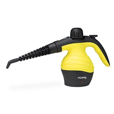 Abbildung von H.Koenig 80191 Handdampfreiniger NV60 / 3,5 bar verschiedene Aufsätze 350 ml Wassertank 1000W gelb