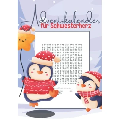 Abbildung von Adventskalender für Schwesterherz: Wortsuchrätsel Weihnachtskalender eine großartige Schwester Jeden Tag drei neue Rätsel