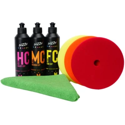 Abbildung von ADVANTUSE ZviZZer Polierset 3x 150mm Polierpad mit 250ml Polituren Heavy Cut bis Finish