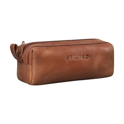 Abbildung von STILORD Linus Federmäppchen, Leder, Vintage, Stifteetui, für Damen und Herren, Andorra Braun, M, Classic