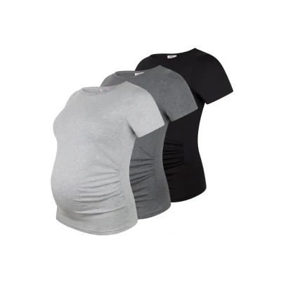 Abbildung von M.M.C. 3ER SET Tshirt basic, Damen, Größe: Small, Schwarz dunkelgrau hellgrau