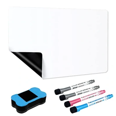 Abbildung von Relota A3 Whiteboard Folie Magnetisch, Magnettafel Kühlschrank mit 4 Whiteboardstift, Schwamm, Abwischbare DIY Magnetisches Whiteboard, Flexibler Magnetfolie Weiß für Büro Schule Zuhause Küche
