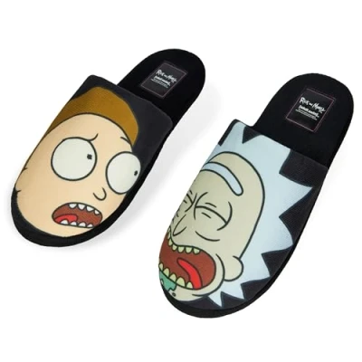 Abbildung von Rick and Morty Hausschuhe Herren Gr. 40 45 Pantoletten &amp; Teenager Sherpa gefüttert, Rutschfeste Herrenhausschuhe (Mehrfarbig, 44 EU)