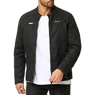 Abbildung von Redbridge Robuste Bikerjacke mit Reißverschluss und Stehkragen Lässige Übergangsjacke Schwarz XXL