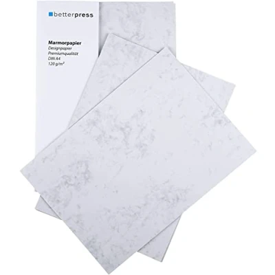 Abbildung von Betterpress® Marmor Papier Gastropapier DIN A5, 120 g/m², 60 Blatt beidseitig marmoriert Briefpapier