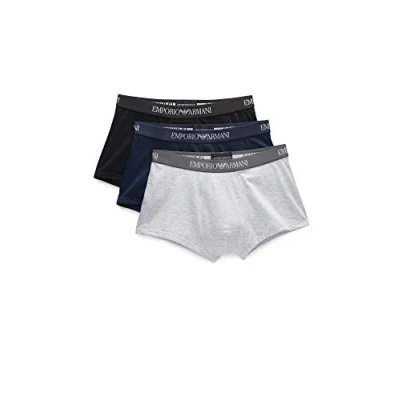 Abbildung von Emporio Armani Boxer UOMO / MAN MENS KNIT 3PACK Trunsea BLUE Panties, Herren, Größe: Large, Marine/grg mel/nero/marine/melange grey/
