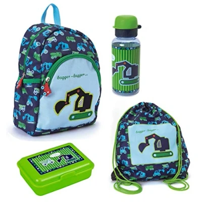 Abbildung von Familando Kindergarten Rucksack Set 4tlg. mit Turnbeutel, Dose und Trinkflasche Bagger