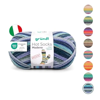 Abbildung von Gründl Hot Socks Madena (Sockenwolle aus 75% Schurwolle (superwash) und 25% Polyamid, Made in Italy, 4 fach Sockengarn, 100 g / 420 m, Nadelstärke: 2,5 mm 3 mm, 1 x g), nut mix
