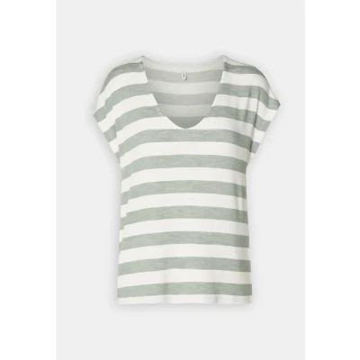 Abbildung von ONLY Onllira V NECK Tshirt print, Damen, Größe: XS, Chinois green/cloud dancer