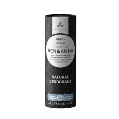 Abbildung von BEN &amp; ANNA URBAN BLACK Natürliches Deo Stick für Herren und Damen Vegan Naturkosmetik Nachhaltig in Papertube Gegen starkes Schwitzen Aluminiumfrei (40 g (1er Pack))