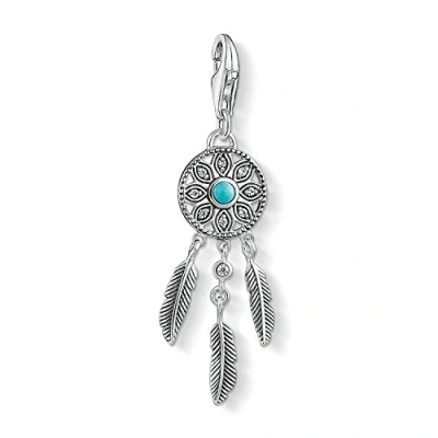 Abbildung von Thomas Sabo Damen Charm Anhänger Ethno Traumfänger Club Zirkonia Weiß Türkis 925 Sterling Silber 1326 646 17